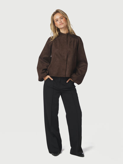 Tirsa Faux Suede Jacket - Dark Brown