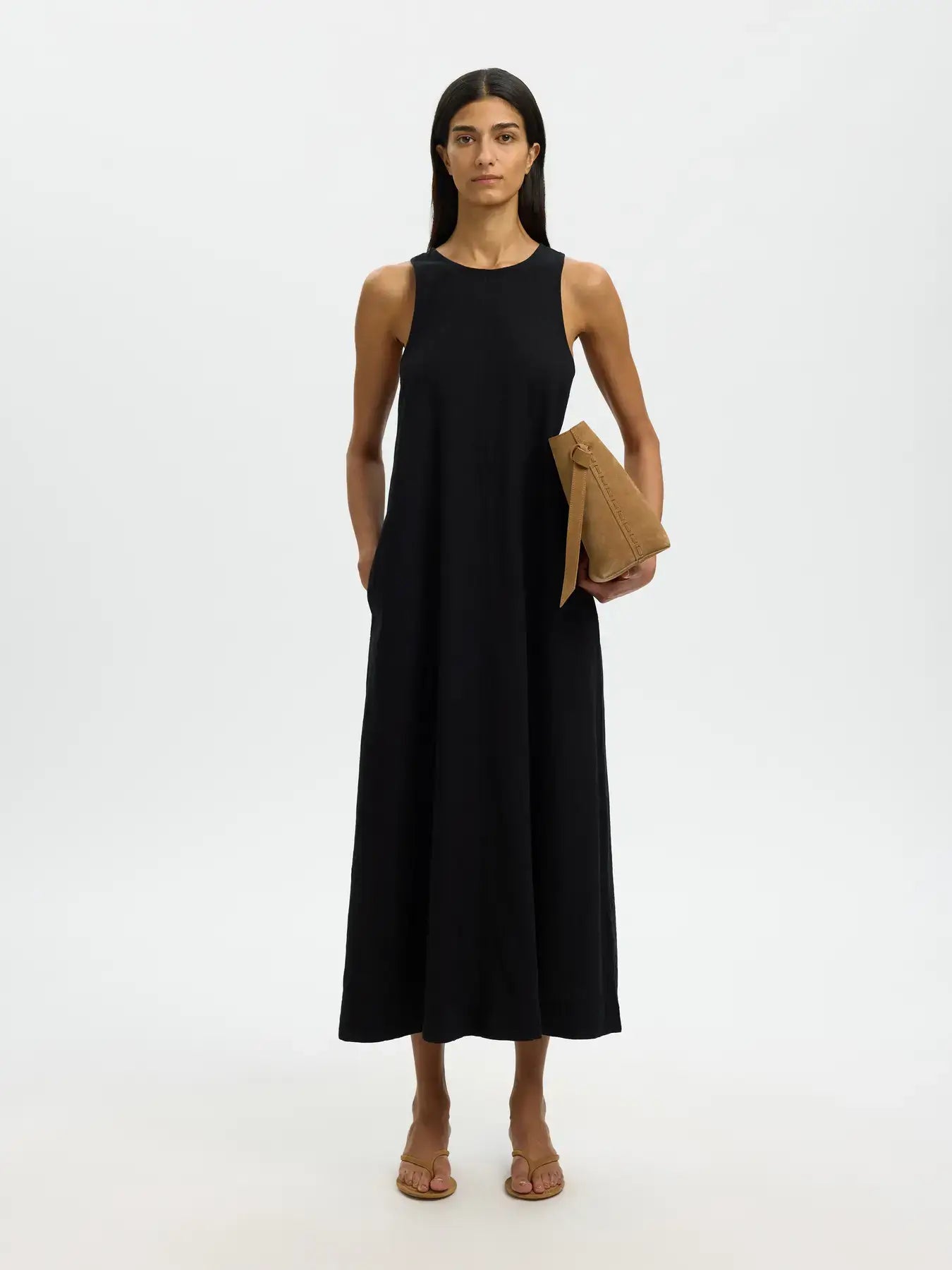SLFluisa Relaxed Linen Blend Dress - Black