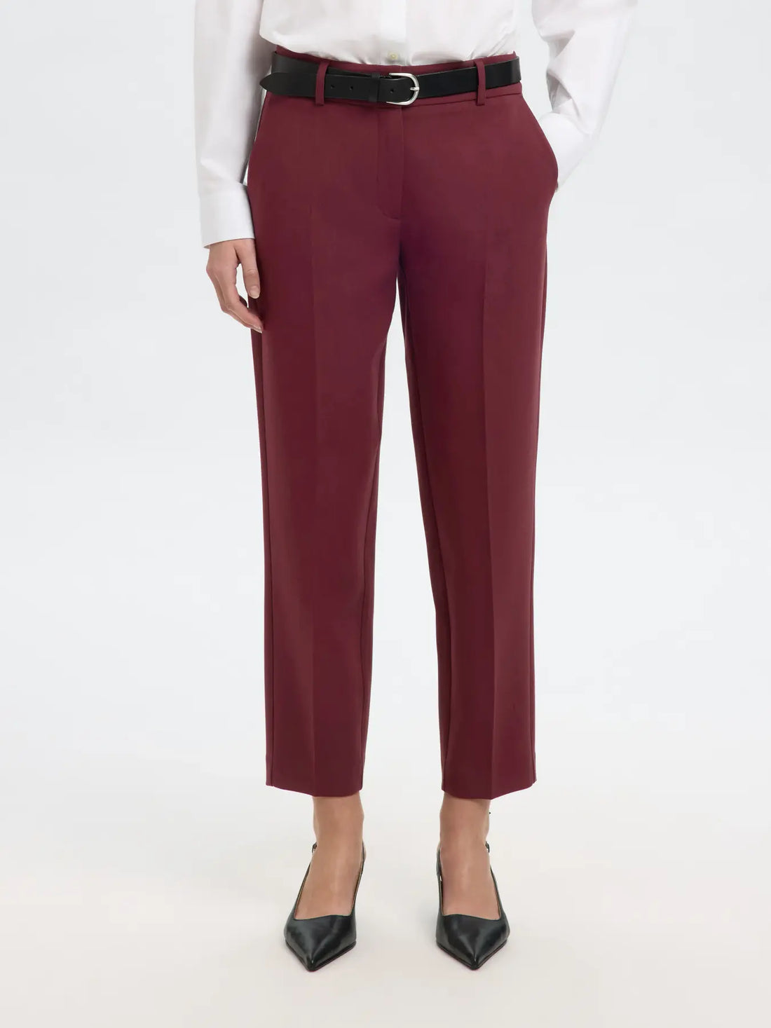 SLFRita-Ria MW Cropped Pant Mel - Tawny Port Mel.