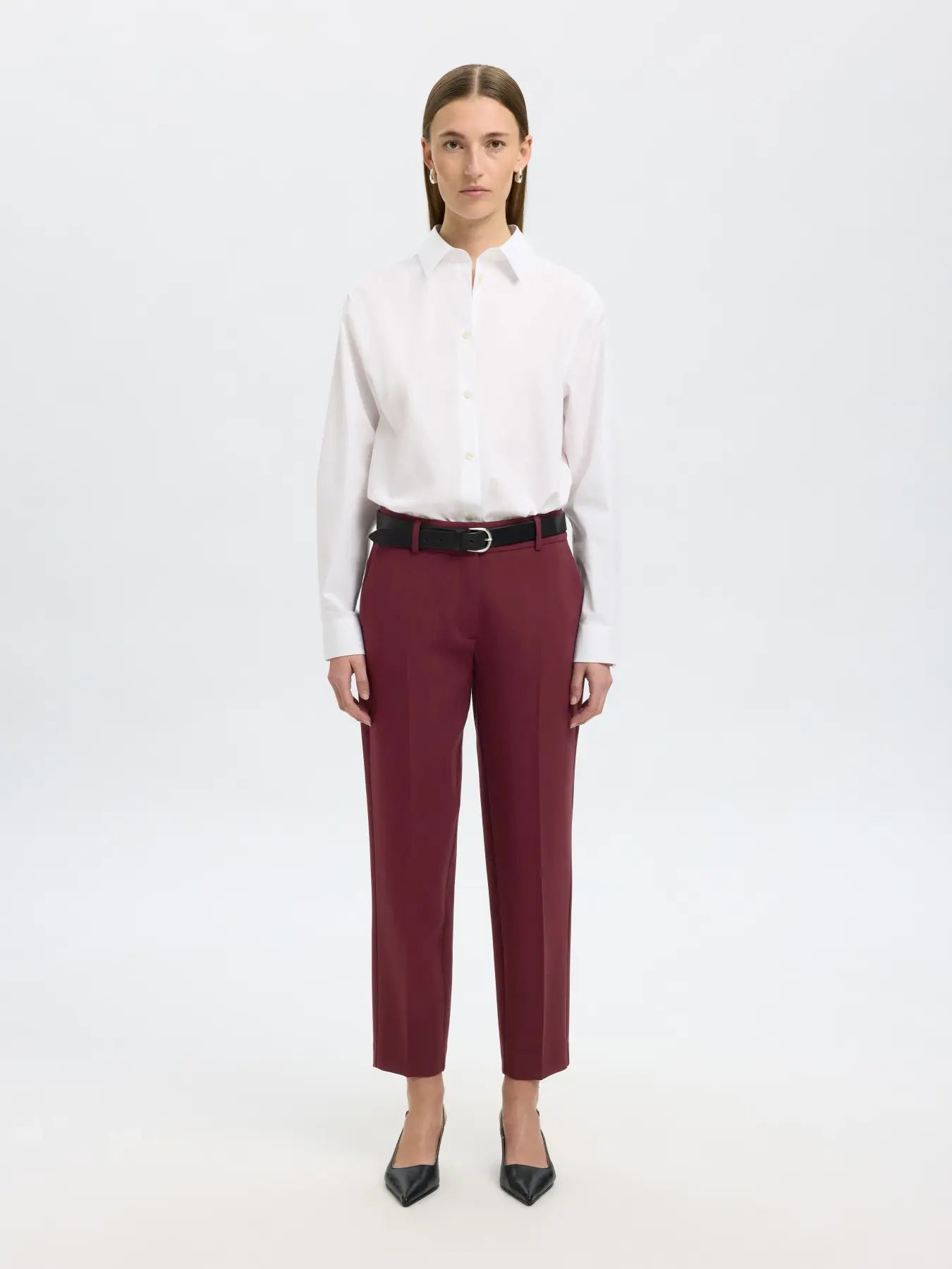SLFRita-Ria MW Cropped Pant Mel - Tawny Port Mel.