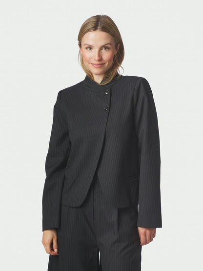 Tiria Slim Pinstripe Blazer - Dark Navy