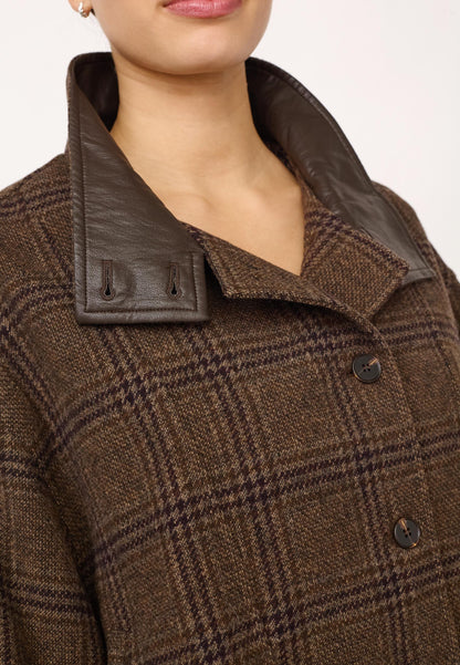 OlvaCC Check Balloon Jacke - Dunkelbraun