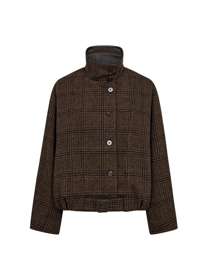 OlvaCC Check Balloon Jacke - Dunkelbraun