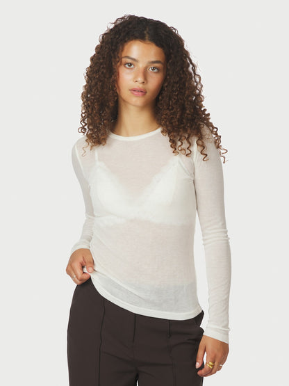Nella Fine Rib Blouse - White