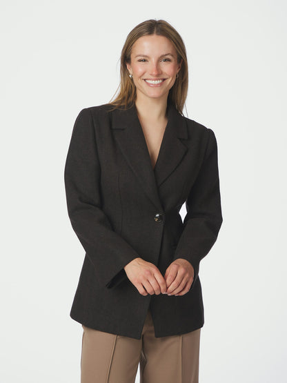 Bowie Herringbone F Blazer - Dark Brown