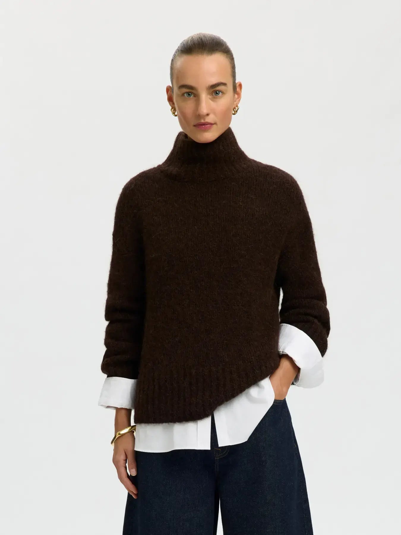 SLFGabriella LS Knit High Neck - Delicioso Mel.