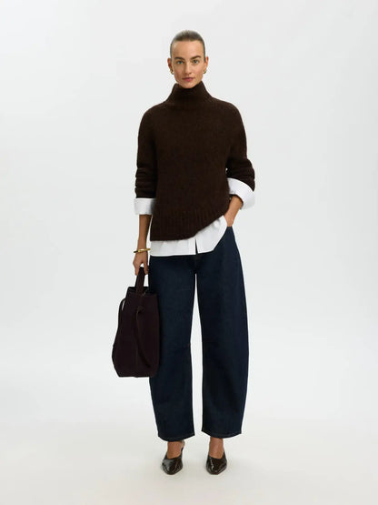 SLFGabriella LS Knit High Neck - Delicioso Mel.
