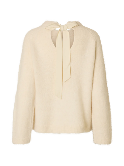 SLFgabella LS Knit Bow O-Neck - Birch