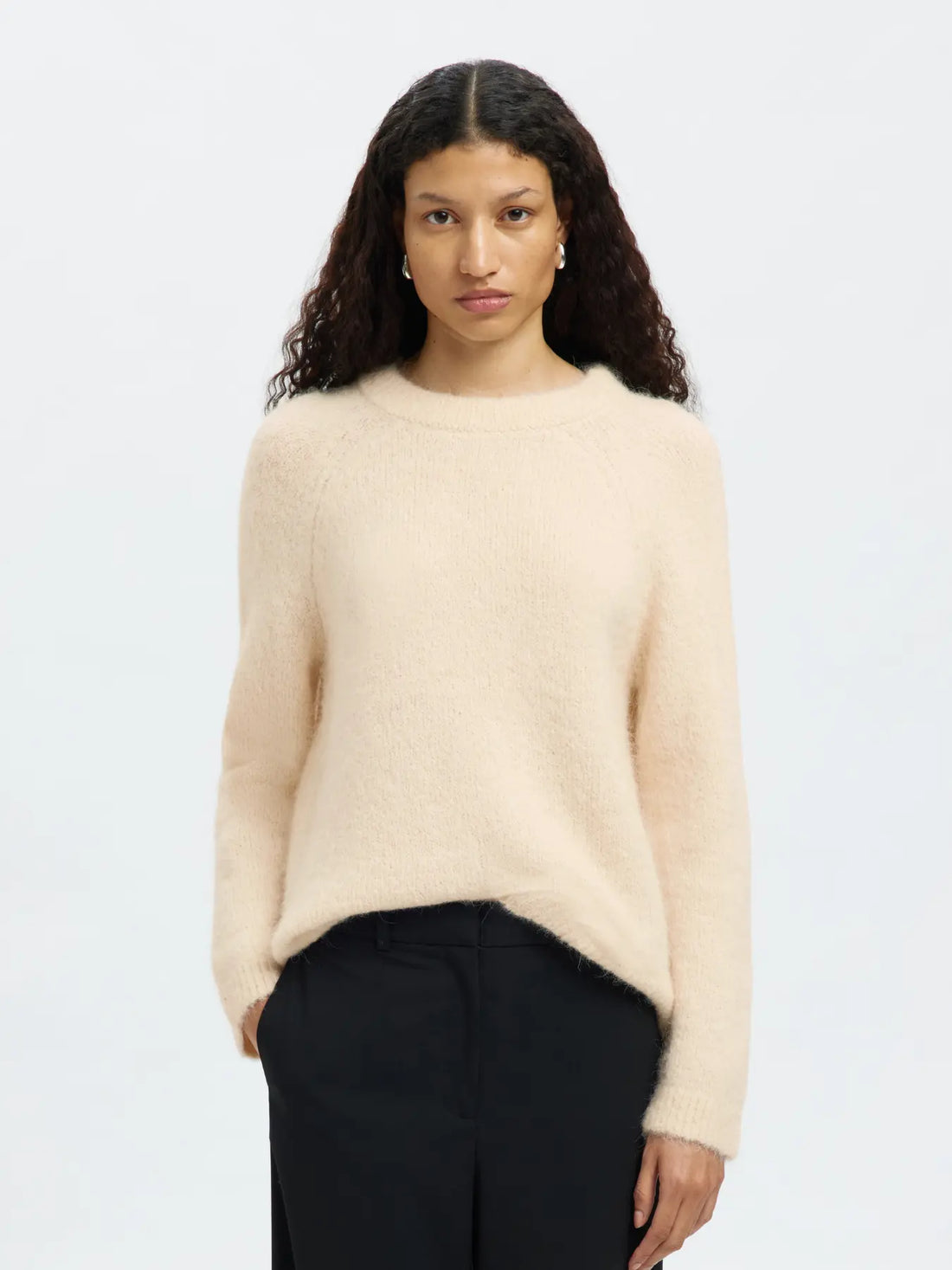 SLFgabella LS Knit Bow O-Neck - Birch