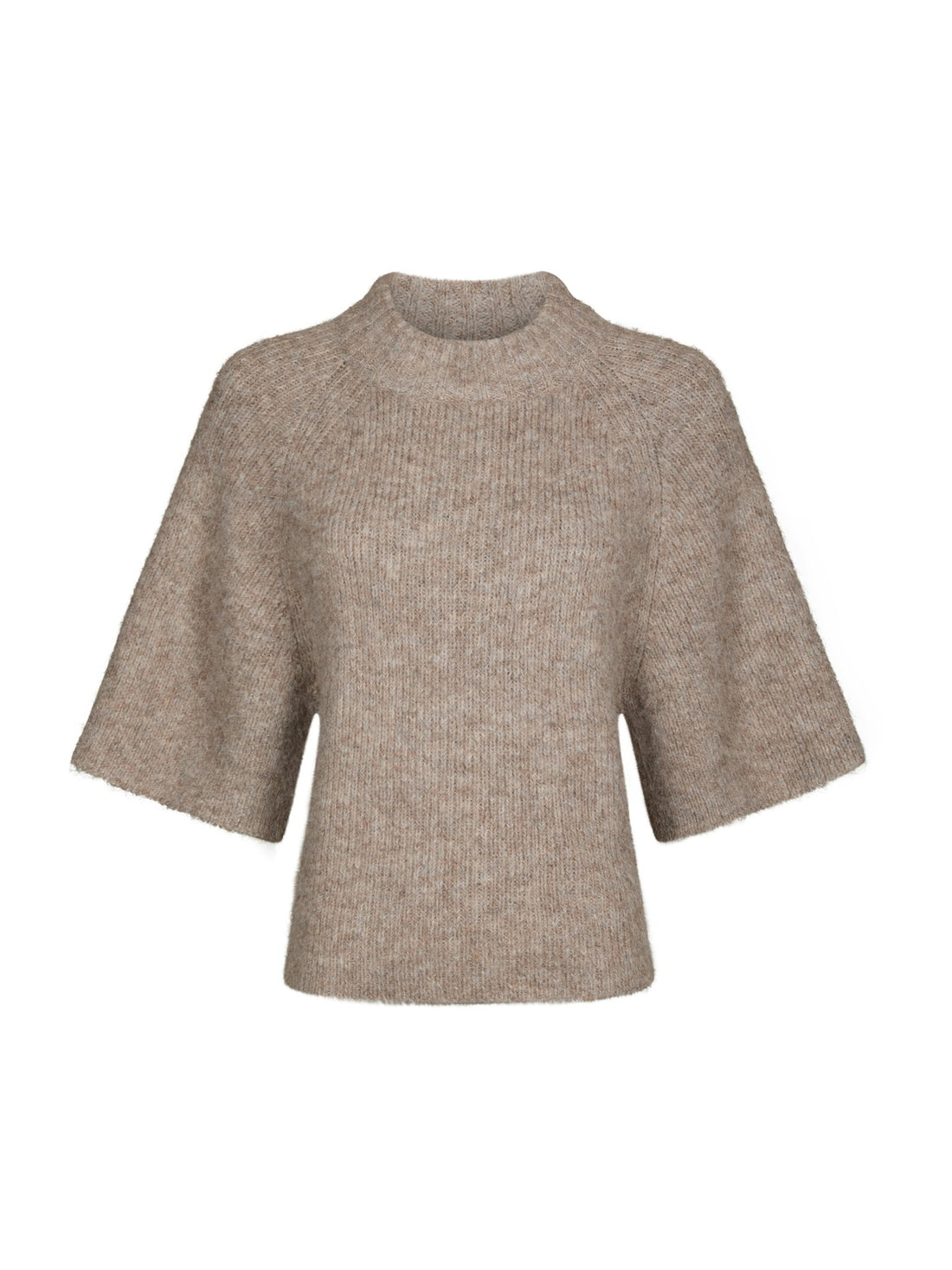 Bandi Fluffy Knit Blouse - Beige Melange
