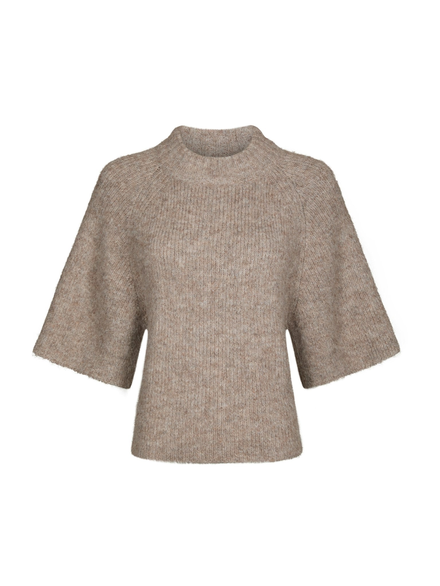 Bandi Fluffy Knit Blouse - Beige Melange