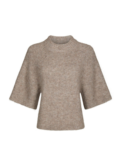 Bandi Fluffy Knit Blouse - Beige Melange