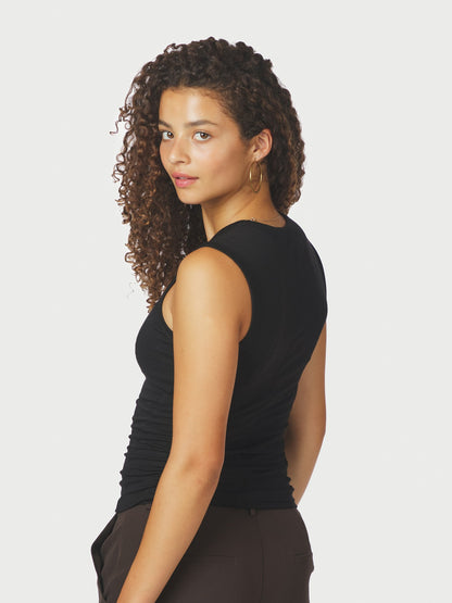 Nimbi Fine Rib Top - Black