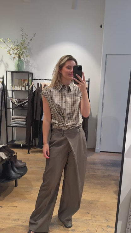 Ruby Hemd mit Karoknöpfen - Mokka/Beige Kariert