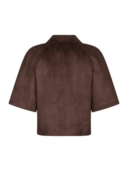 Editta Faux Suede Jacket - Dark Brown