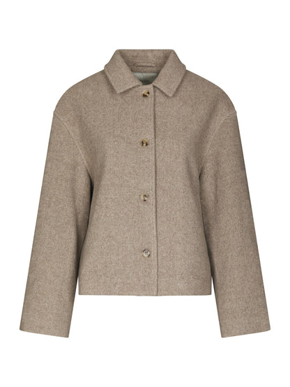 Hamra Herringbone Twill Jacket - Beige Melange