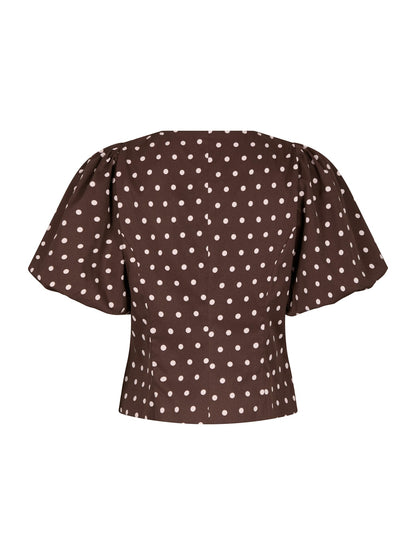 Anela Dot Blouse - Brown