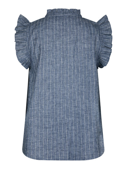 Siona Emb Stripe Top - Blue