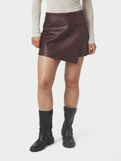 Elayne Faux Leather Skorts - Bordeaux