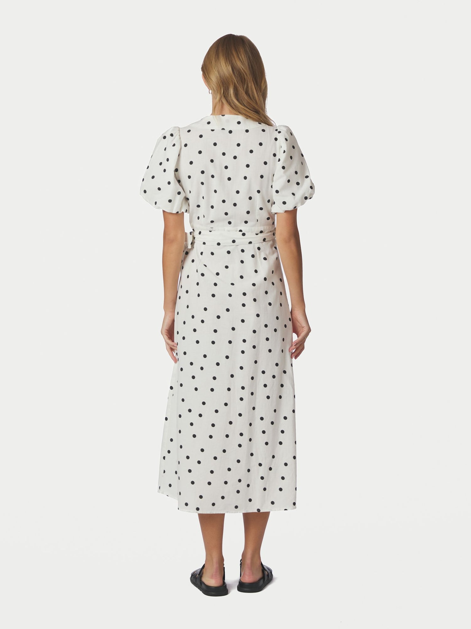 Clarine Linen Dot Dress - White