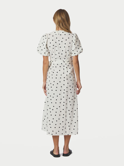 Clarine Linen Dot Dress - White