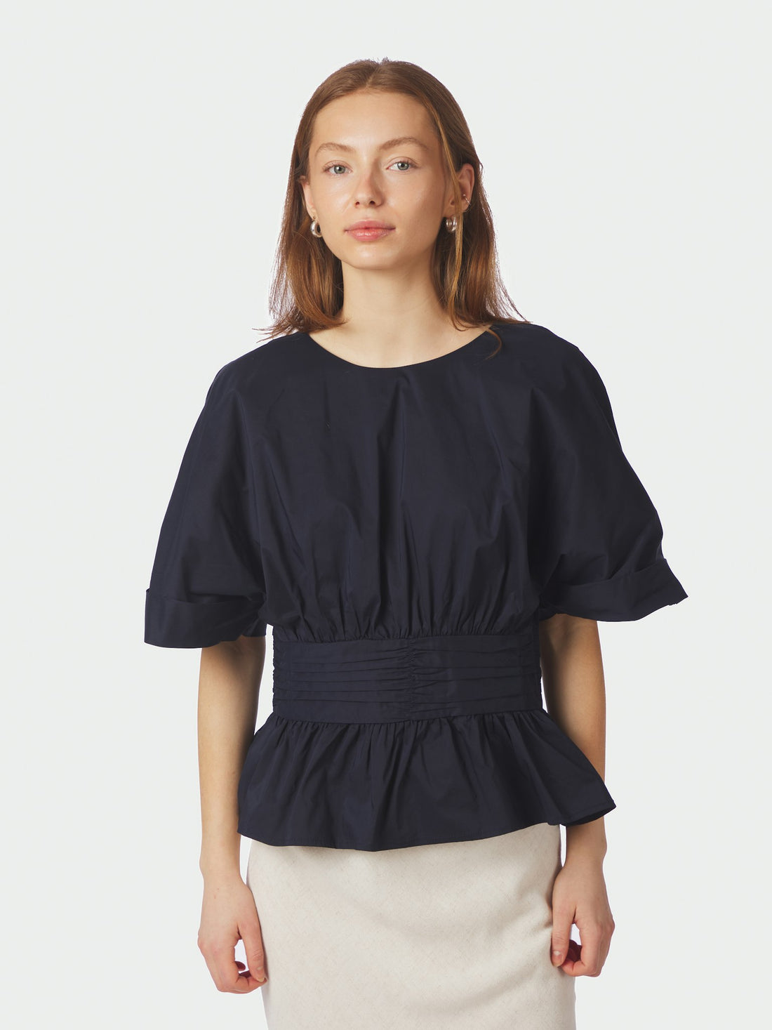 Annegret Poplin Blouse - Navy