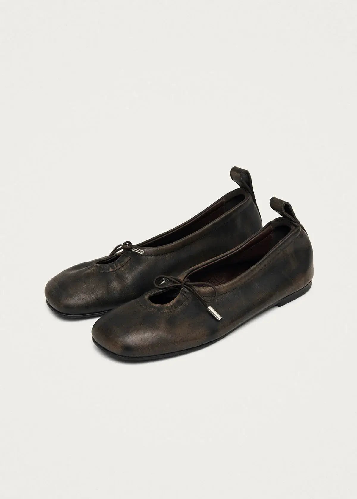 Rosalind Leather Ballet Flats - Brushed Brown