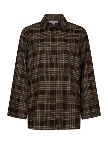 PRE-ORDER | Dita Flannel Check Shirt - Brown | LEVERING EIND OKT / BEGIN NOV