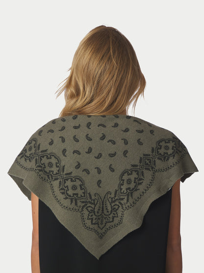 Adelina Paisley Knit Scarf - Army