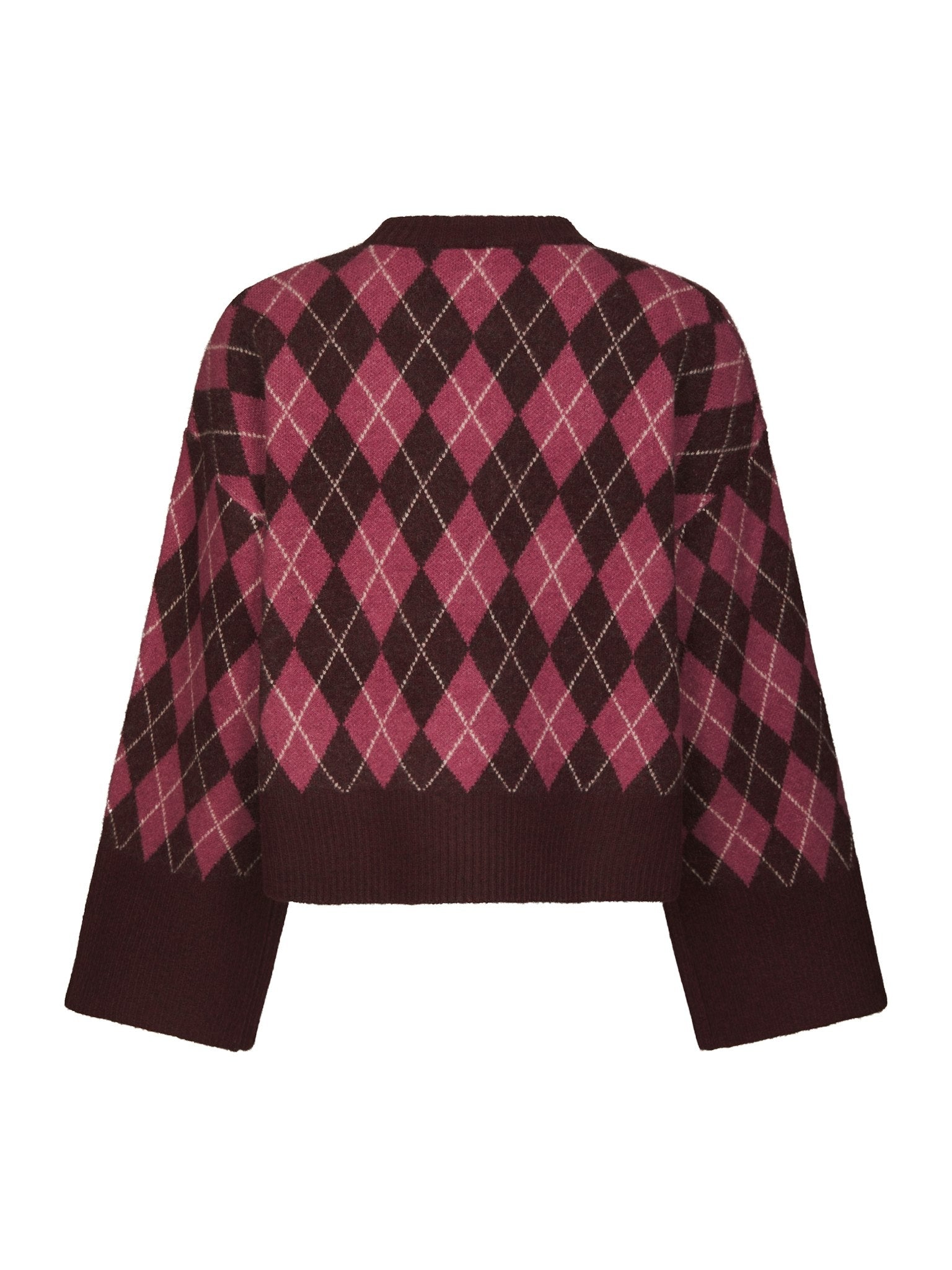 Kick Check Knit Blouse - Wine