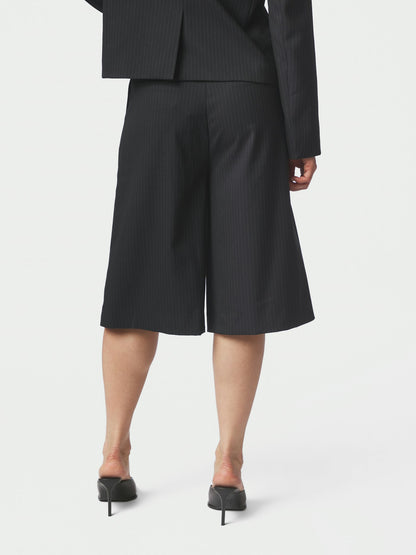 Rima Slim Pinstripe Shorts - Dark Navy
