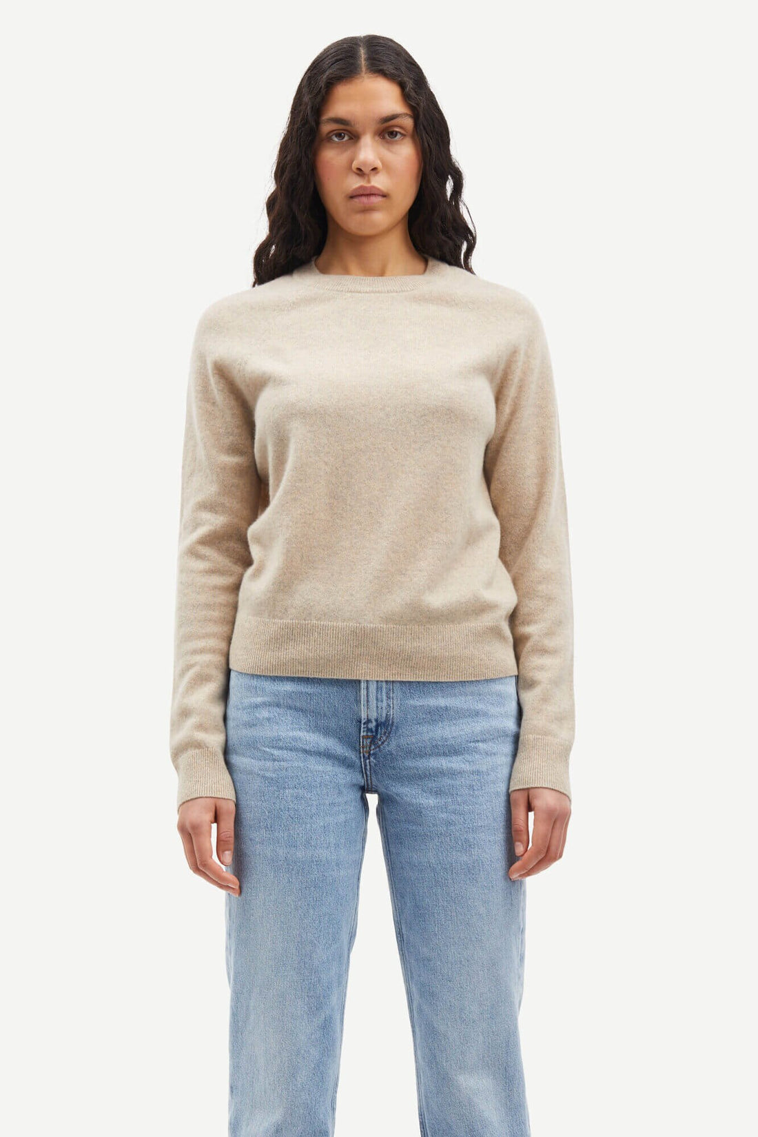 Boston o-neck - Cream melange
