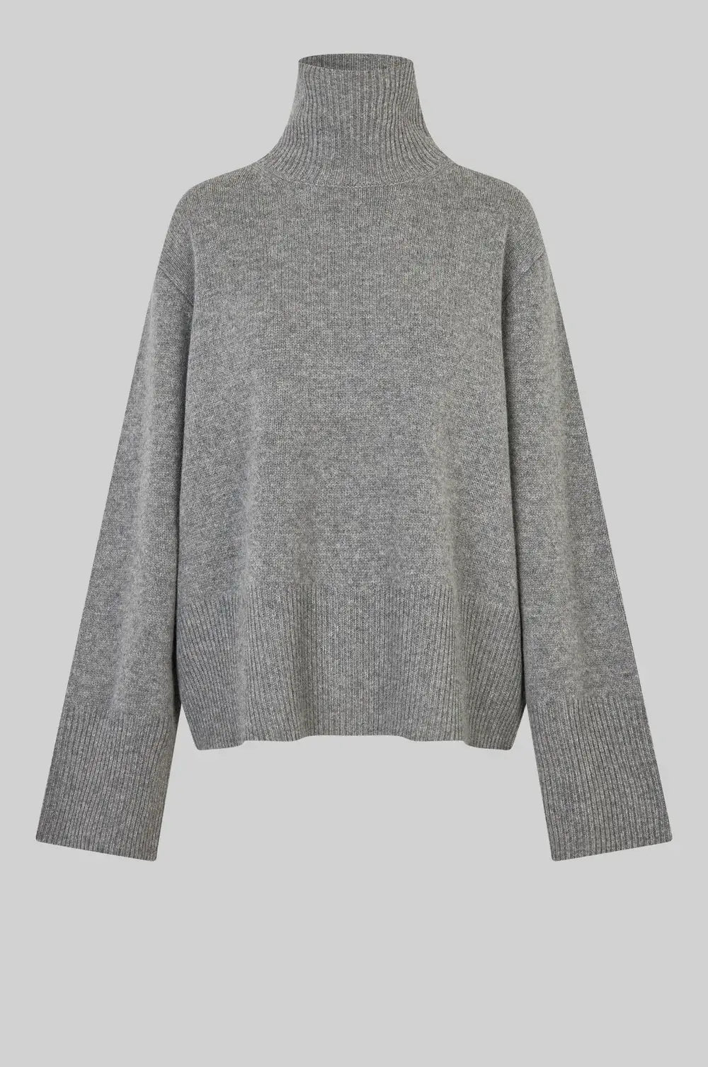 Alpha Knit T - Neck - Mid Grey Melange