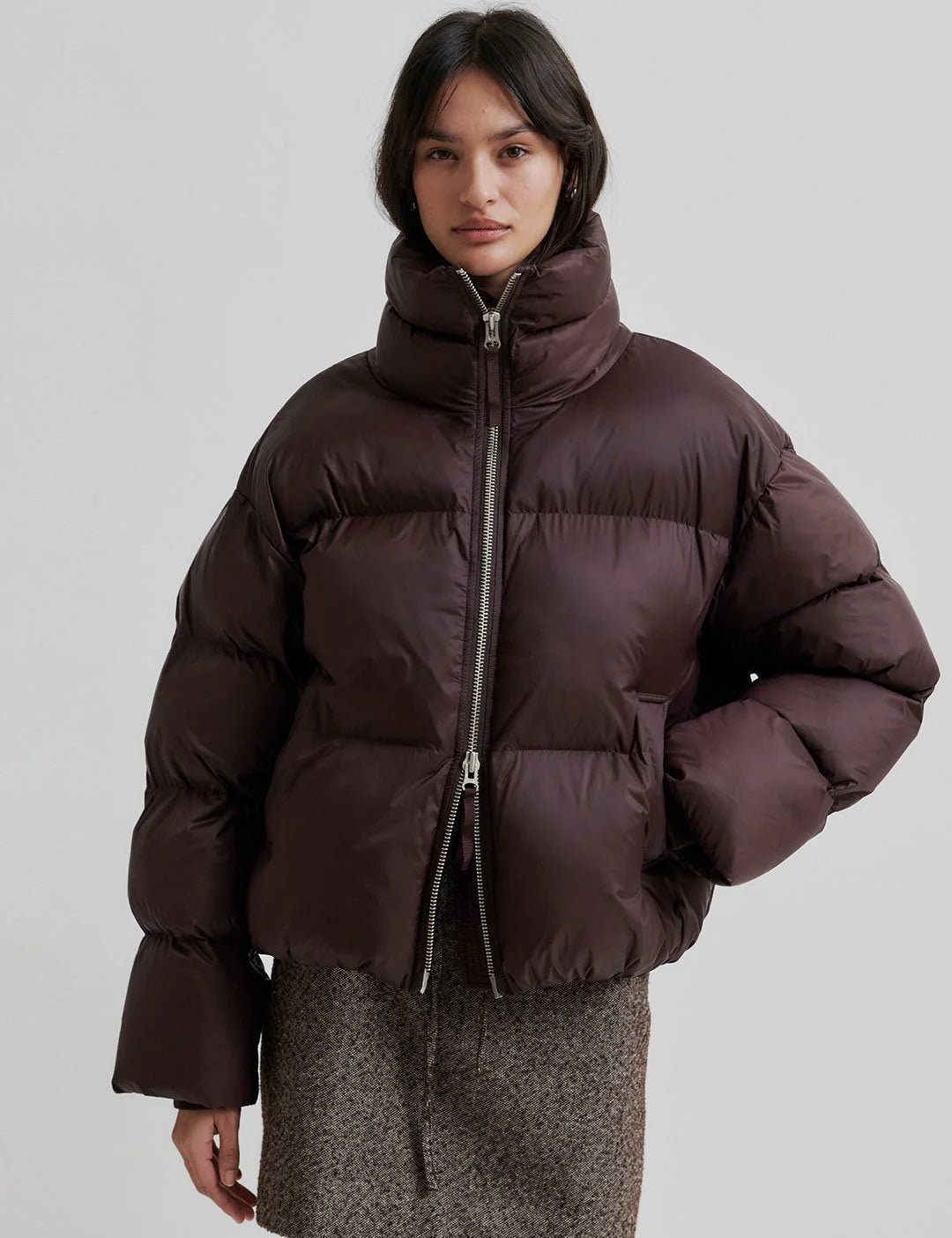 Riya Puffer jacket - Chocolate Plum