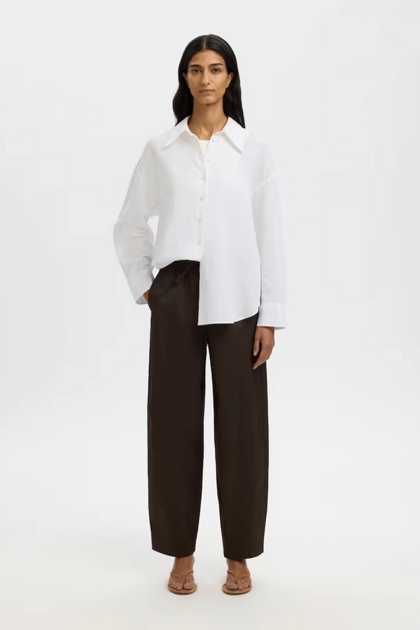 SLFcleo Oversize Linen Blend Shirt - Bright White