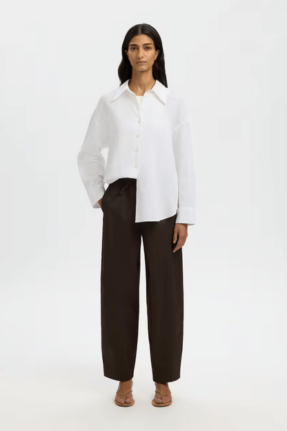 SLFcleo Oversize Linen Blend Shirt - Bright White