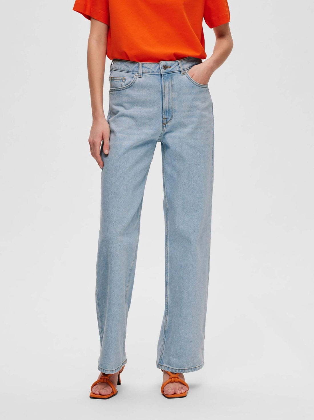 SLFAlice HW Wide Lon Sky - Light Blue DENIM