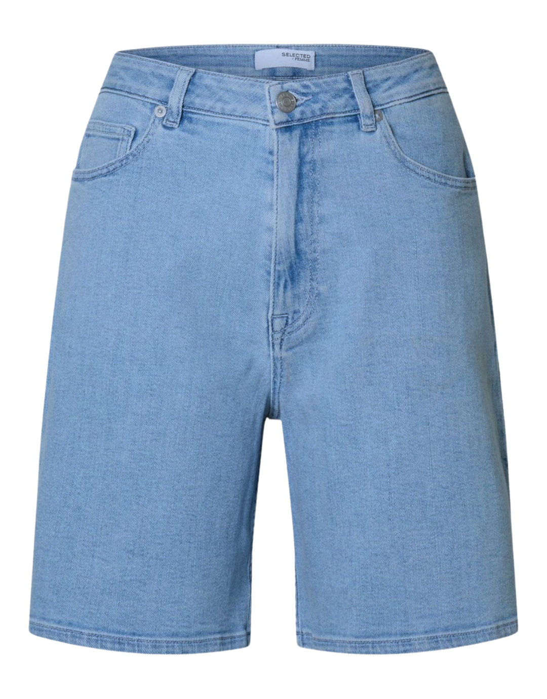 Slfanya pleat denim short - Light denim blue