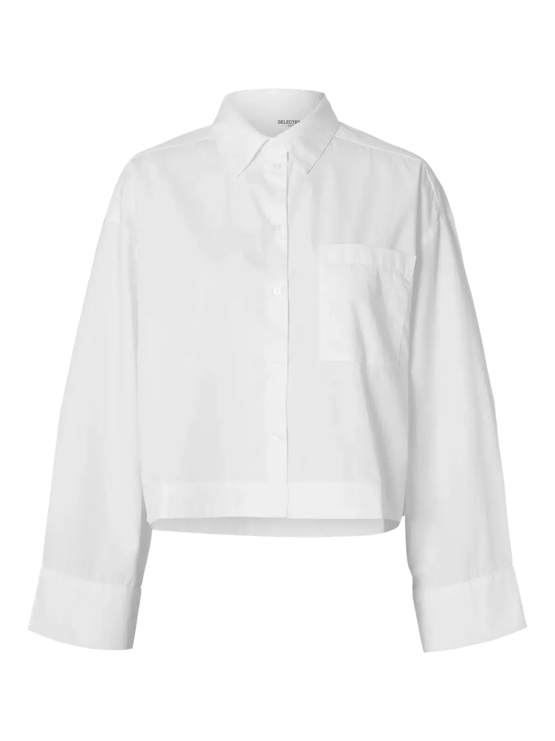 SLFASTHA LS CROPPED BOXY SHIRT NOOS - Bright White