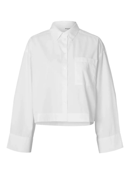 SLFASTHA LS CROPPED BOXY SHIRT NOOS - Bright White
