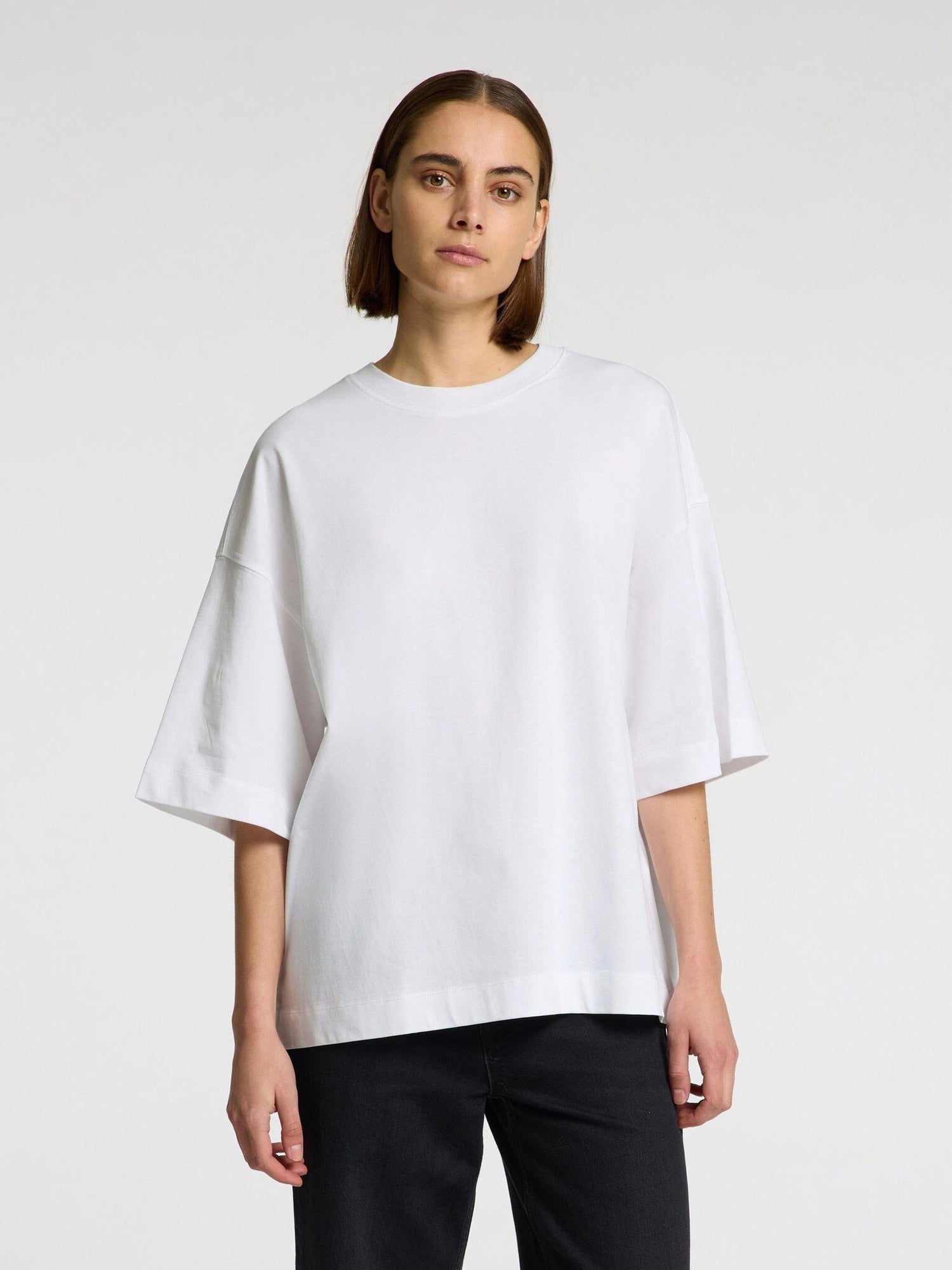 SLFCOLWOMAN 2/4 OVERSIZED TEE - Bright White