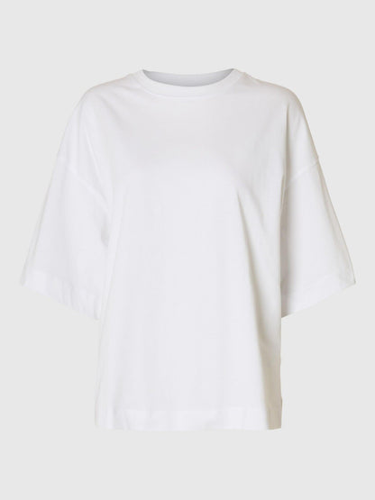 SLFCOLWOMAN 2/4 OVERSIZED TEE - Bright White