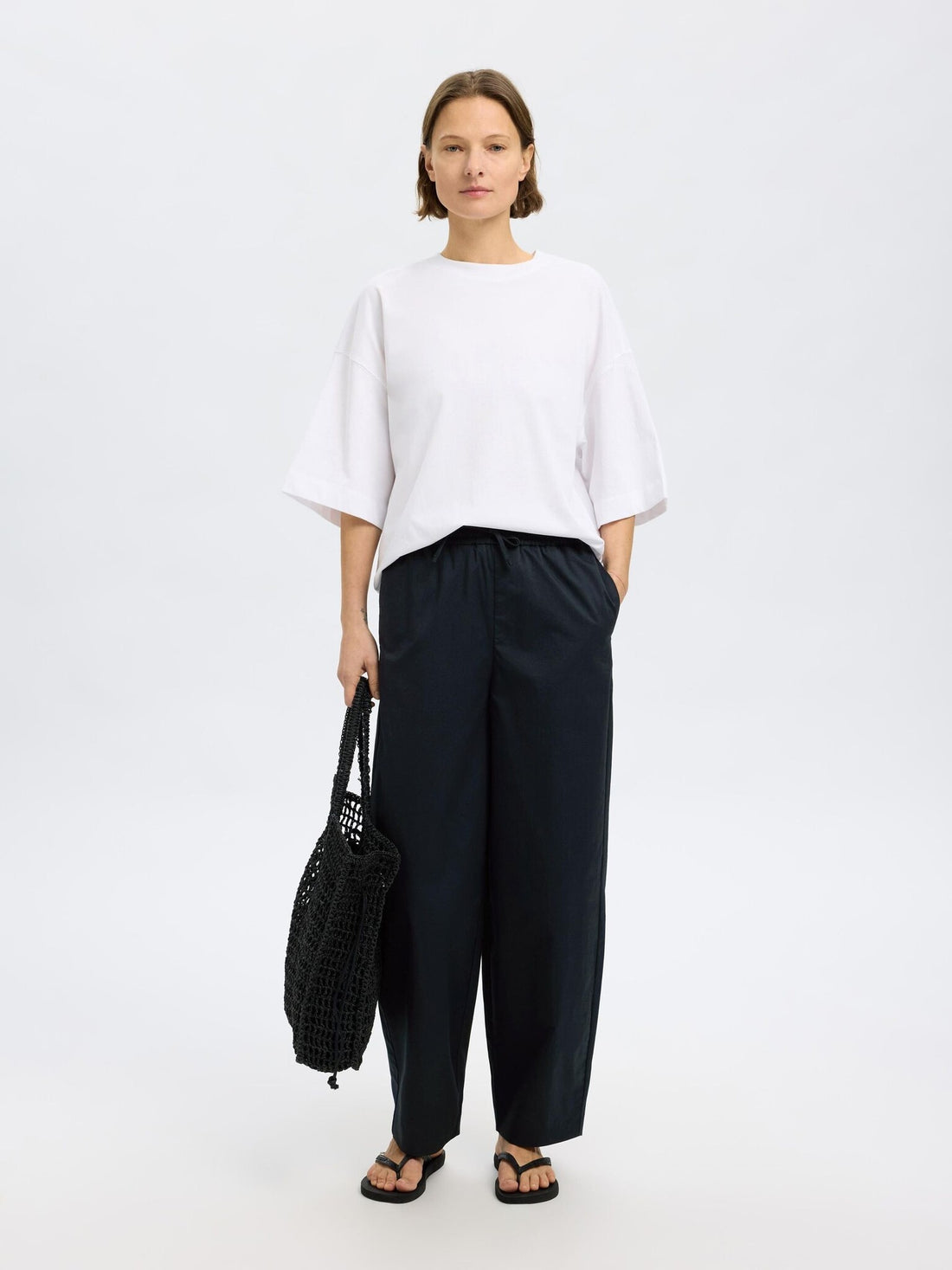 SLFJuma hw Loose Barrel Pant - Black