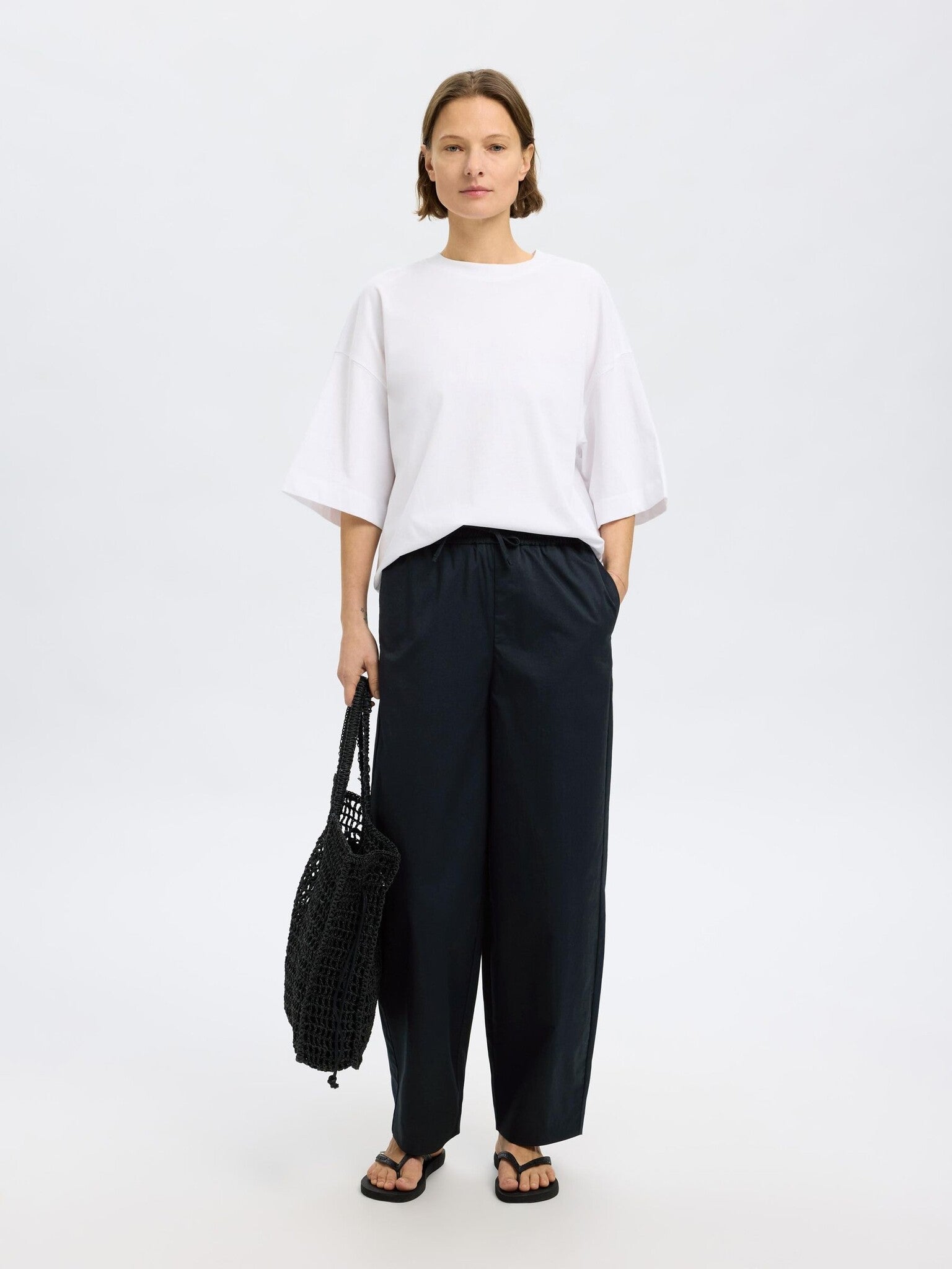 SLFJuma hw Loose Barrel Pant - Black