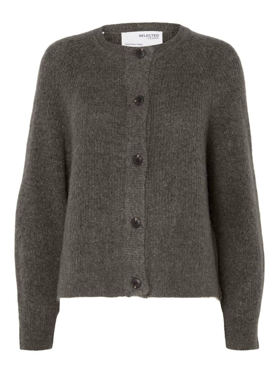 SLFLULU LS short cardigan - med grey