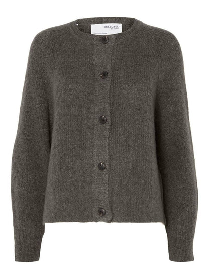 SLFLULU LS short cardigan - med grey
