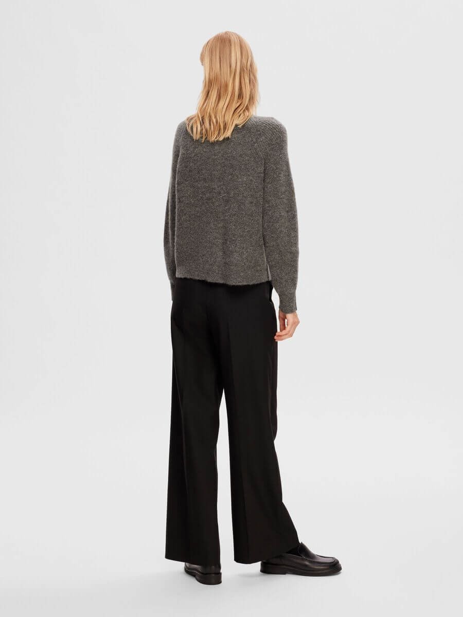 SLFLULU LS short cardigan - med grey