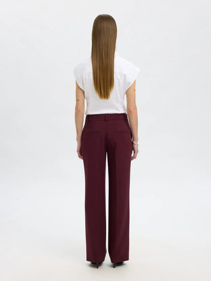 SLFRITA MW WIDE PANT MEL NOOS - Fig melange