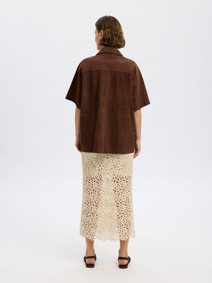SLFSOPHIE MW SUEDE SHIRT - Chestnut