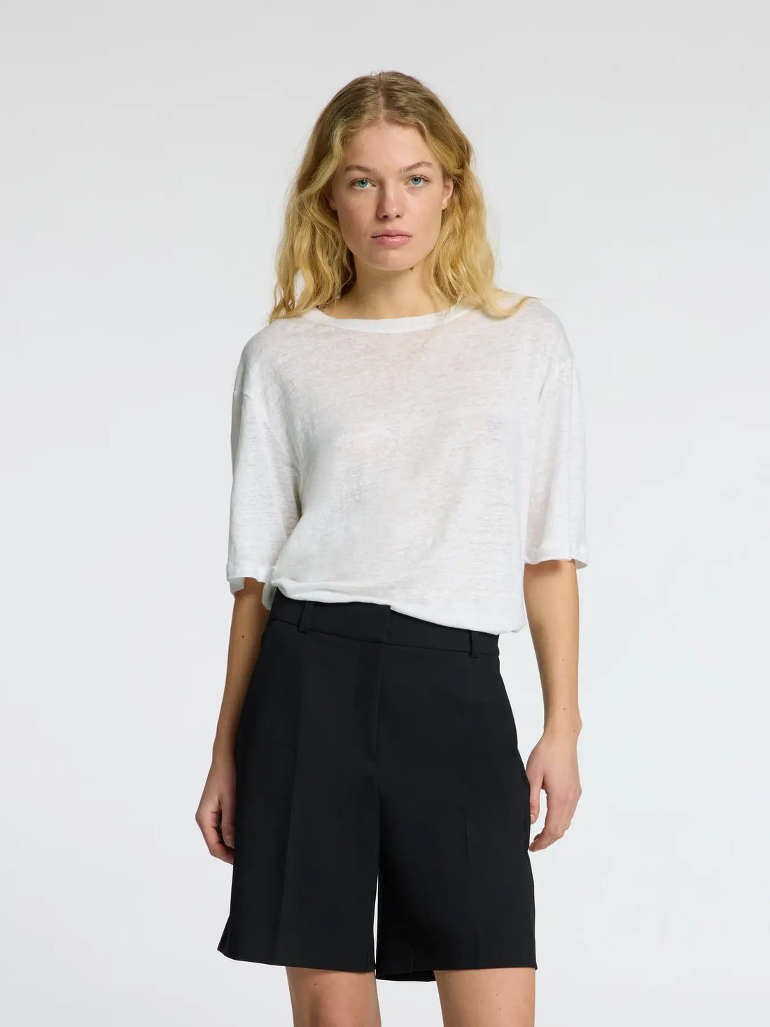 Vilja Linen SS Tee - Bright White